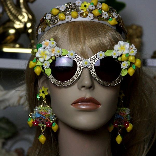 SOLD! 1365 Designer Inspired Fold Filigree Lemon Flower Impressive Fancy Sunglasses Shades Eye Wear UV 400