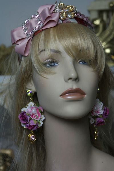 SOLD! 1384 Spring 2017 Designer Inspired Massive Pink Flower Crystal Studs Earrings