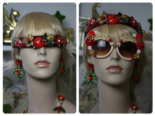 SOLD! 1405 Designer Inspired Baroque Collection 2016 Ladybug Enamel Crystal Headband