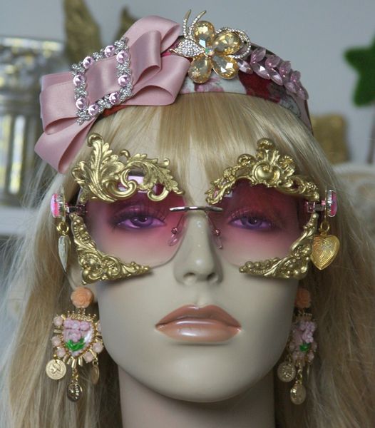 SOLD! 1410 Total Baroque Pale Pink Gold Embellished Sunglasses