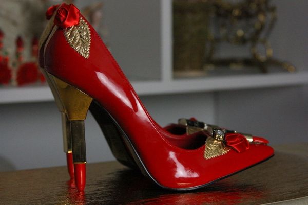 SOLD!Lipstick Heel Designer Inspired Red Shoes Size 7.5