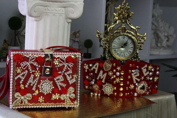 SOLD! 1458 Amore Baroque Pearl Bow Handbag Trunk