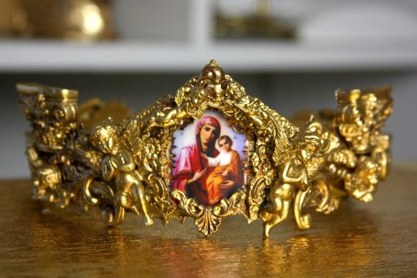SOLD! 1491 Baroque Designer Inspired Spring 2016 Virgin Mary Antique Illusion Crown Headband