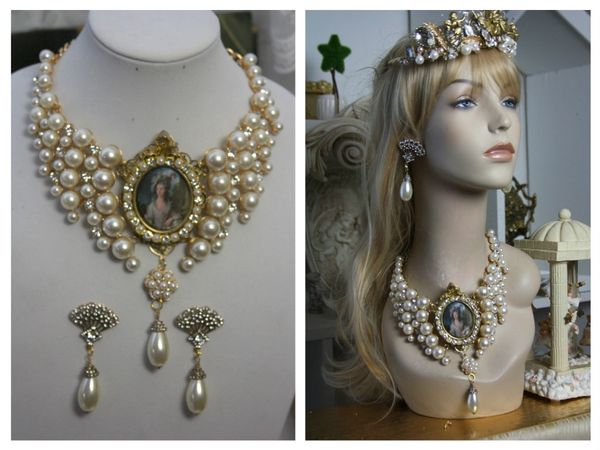 SOLD! 1493 Victorian Huge PEarl Marie Antoinette Necklace SET