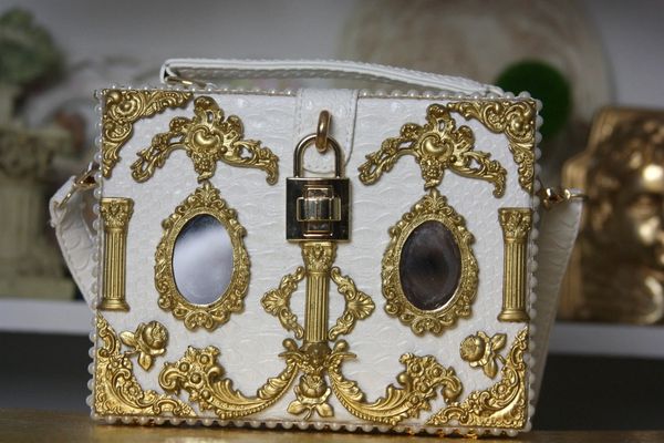 SOLD! 1498 Spring 2017 Designer Inspired Baroque Victorian Mirrow Trunk Handbag