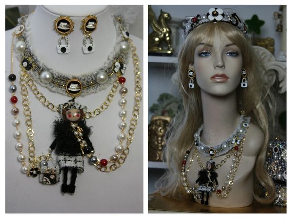 SOLD!1516 Madam Coco Doll Fancy Brooches Pearl Necklace Set