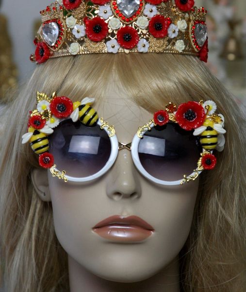 SOLD! 1521 Bee Poppy Embellished Fancy Sunglasses