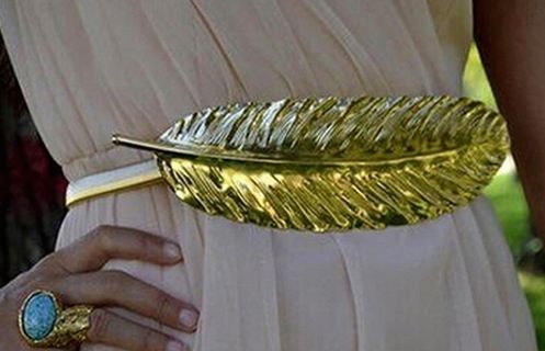 1528 Massive Gold Leaf Stretchy Waist Belt