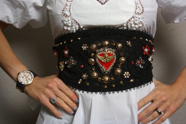 SOLD! 1543 Total Baroque Red Heart Cherub Corset Waist Belt