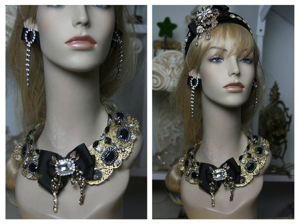 SOLD! 1588 Baroque Designer Inspired Bow Crystal Necklace SET