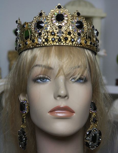 SOLD! 1589 Total Baroque Black Crystal HEadband Crown