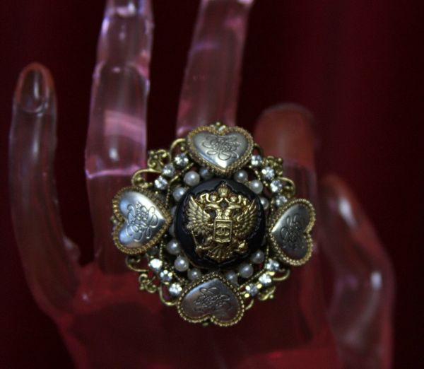 1613 Vintage Chanel Repurposed Button Eagle Ring