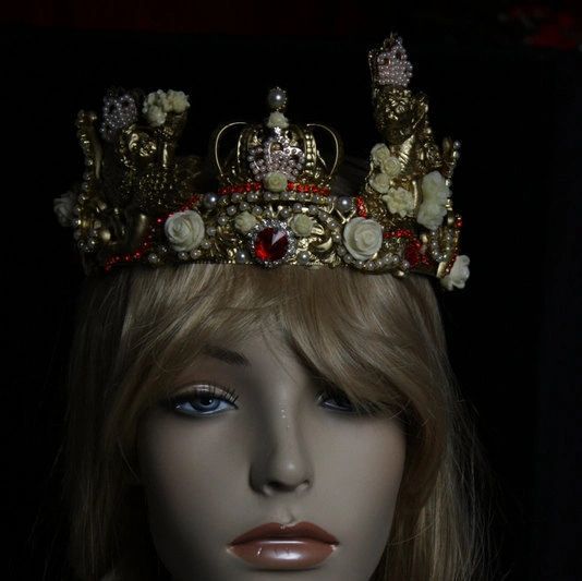 Total Baroque Beautiful Cherub Royal Unique Rhinestone Crown Headband Tiara