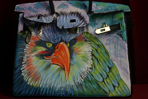 SOLD! 1673 Hand Painted Designer Inspired PU Leather Eagle Handbag