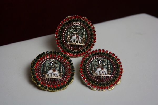 1684 Authentic Repurposed Chanel Button Elephant Crystal Studs, Zibellini  Handmade Jewelry