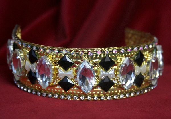 1694 Baroque Art Deco Clear Crystal Black Headband