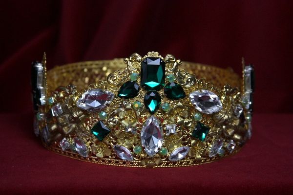 SOLD! 1714 Full Circle Baroque Designer Inspired Crystal Crown