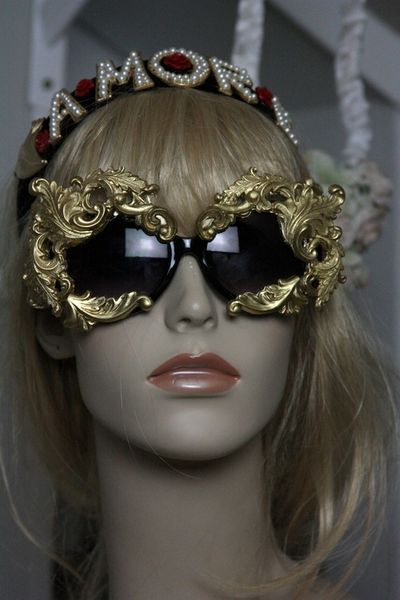 SOLD! Total Baroque Gold Chunky Curvy Unique Dragon Sunglasses