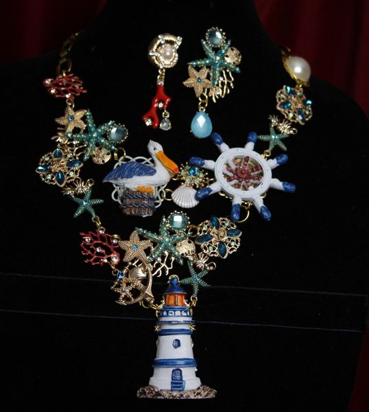 SOLD! 1774 Set Of Unusual Marine Sea Beautiful Necklace+ Earrings