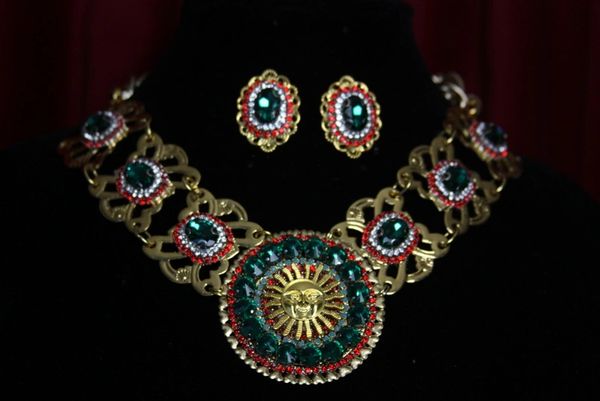 SOLD! 1798 Baroque Sun Crystal Necklace Plus Earrings Set