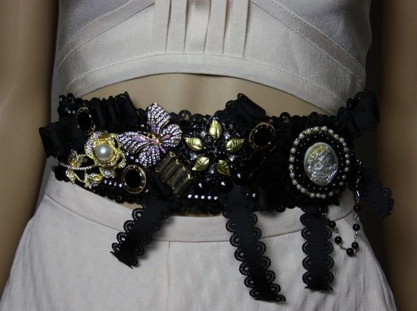 SOLD! 1883 Baroque Crystal Butterfly Cameo Bow Waist Belt