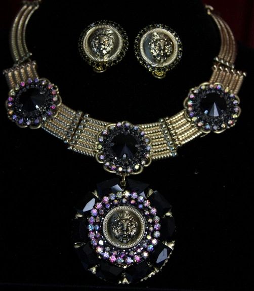 SOLD! 1889 Lion Madam Coco Set Necklace Plus Earrings