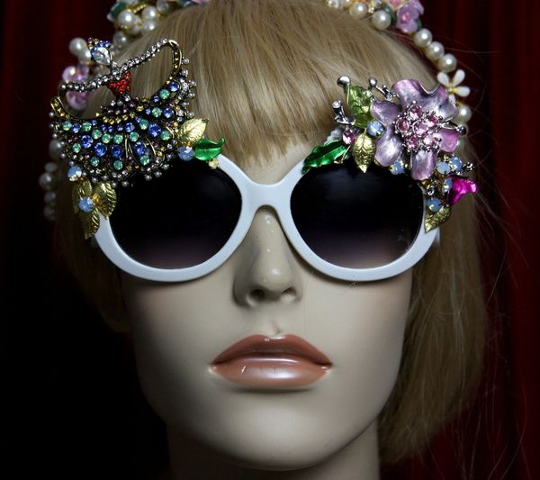 SOLD! 1900 Crystal Ballerina Enamel Flower Embellished Sunglasses
