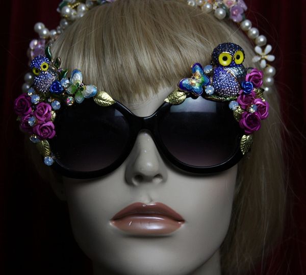 SOLD! 1901 Crystal Enamel Owl Cloissone Burtterfly Sunglasses