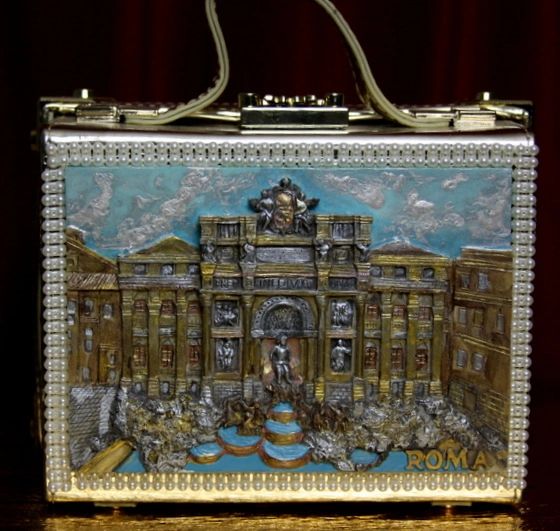 SOLD! 1912 Roma Revival 3 D Effect Piazza Navona Embellished Handbag