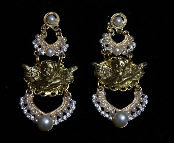 SOLD !1923 Pearl Baroque Cherub Stunning Earrings