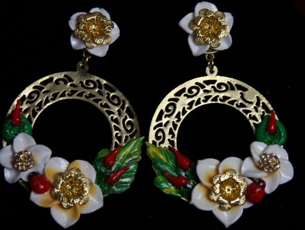 SOLD!1934 Baroque Designer Inspired Ladybug Chilly Round Earrings