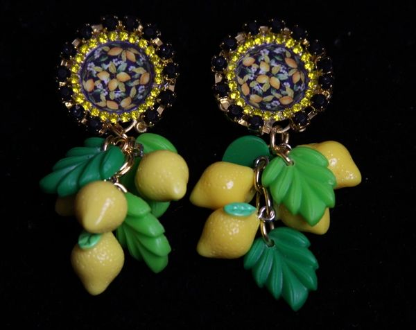 SOLD! 1941 Lemon Cameo Baroque Leaf Lemon Earrings