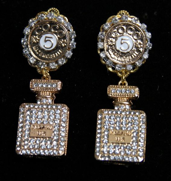 SOLD!1952 Madam Coco Perfume Bottle Crystal Earrings