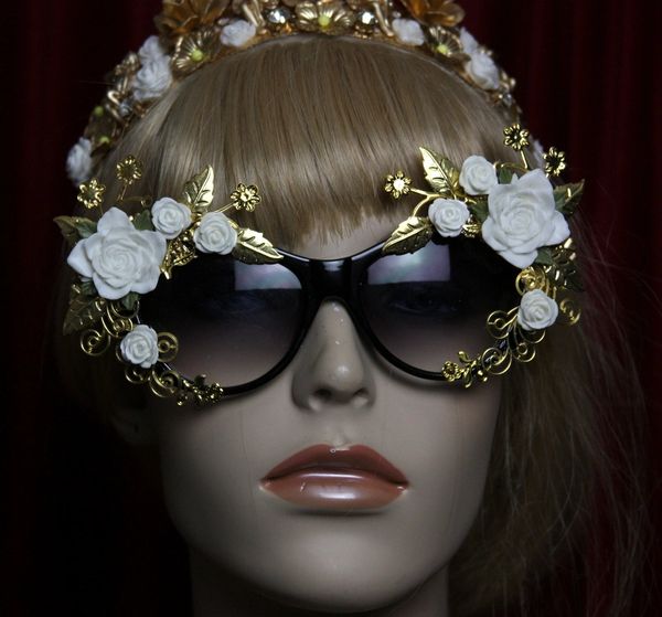 SOLD!1957 White Rose Gold Leaf E,bellished Sunglasses