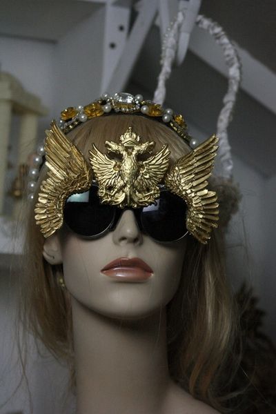 SOLD! 259 Embellished Gold Winged Eagle Unusual Unique Fancy Sunglasses
