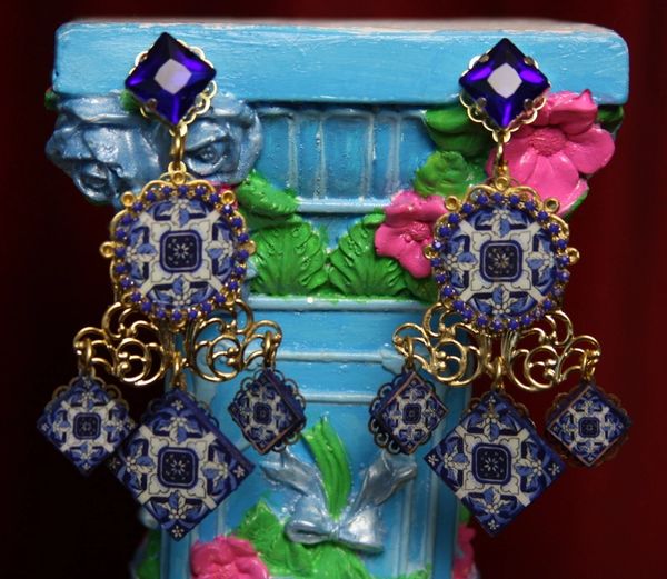 SOLD! 1993 Italian Mosaic Print Filigree Studs earrings
