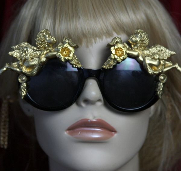 SOLD! 2035 Baroque Cherubs Flower Embellished Sunglasses