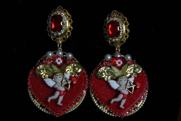 SOLD! 2042 Baroque Heart Cupid Adorable Crystal Earrings Studs