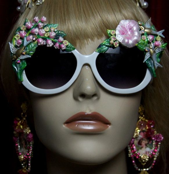 SOLD! 2043 Lily Of The Valley Bird Vivid Flower Embellished Sunglasses