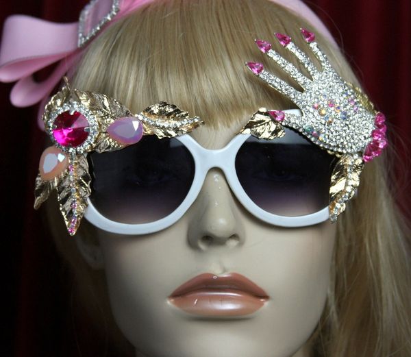 SOLD!2084 Unusual Crystal Hand Nails Embellished Sunglasses