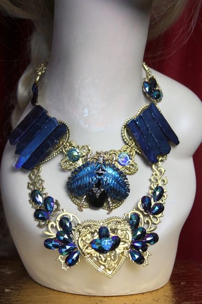 SOLD! 2101 Genuine Titanium Gemstone Scarab Baroque Necklace