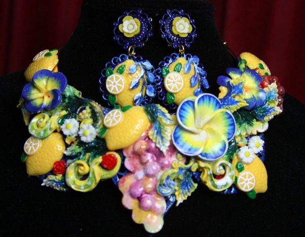SOLD! 2118 Set Of Designer Inspired Hand Painted Tutti-Frutti NEcklace+ Earrings