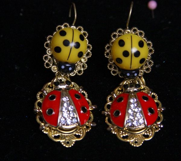 SOLD! 2123 Ladybug Baroque Elegant Earrings Studs