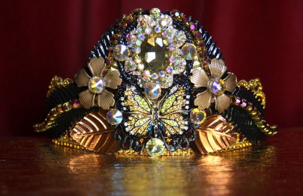 SOLD! 2130 Black Bronze Baroque Butterfly Crown Tiara