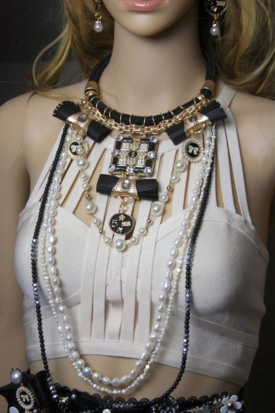 SOLD! 2151 Madam Coco Byzantine Massive Genuine Watter Pearls NEcklace + Earrings