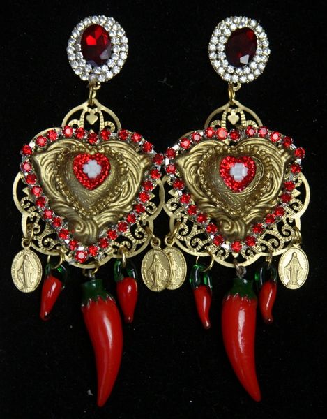 SOLD! 2163 Baroque Massive Heart Chilly Studs Earrings