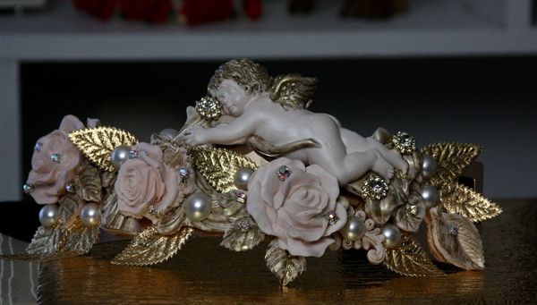 SOLD! 278 Total Baroque Zibellini Baroque Chunky Rose Cherub Pearl Chained Belt M, L, XL