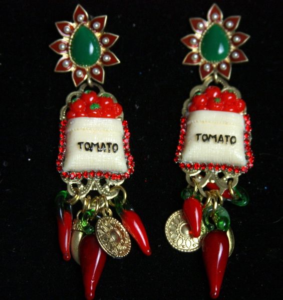 SOLD! Red Tomato Chilly Designer Inspired Studs Earrings