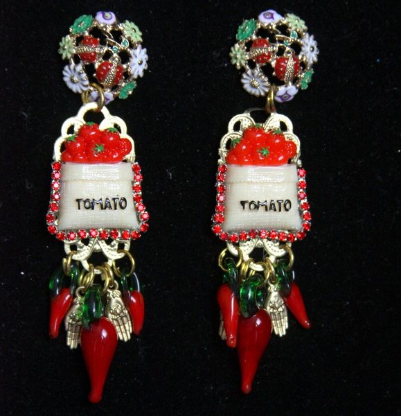 SOLD! 2256 Designer Inspired Red Tomato Ladybug Chilly Studs Earrings