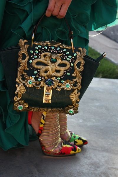 SOLD! 291 Total Baroque Huge Gold Snake 3DEffect Embellished Gold Purse Handbag